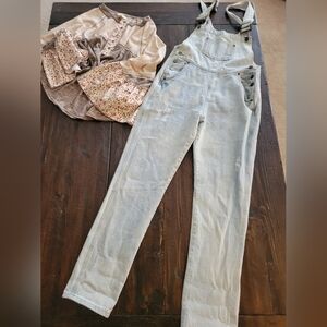 Vintage Light Blue Denim Overalls:M